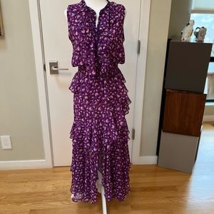 MISA LOS ANGELES RUFFLE MAXI DRESS XS